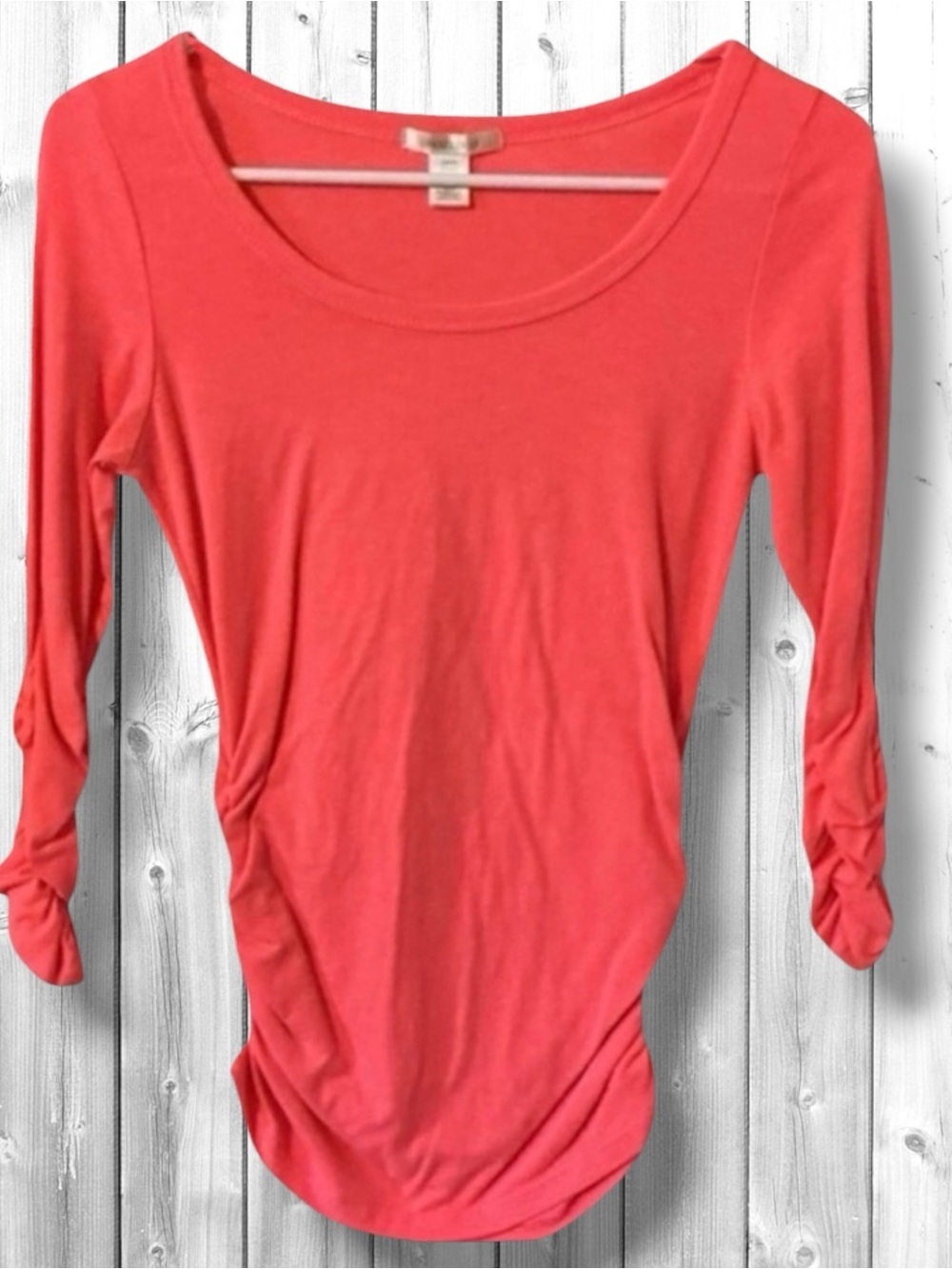 🌺Bozzolo Pink Ruched Long Sleeve & Sides Top